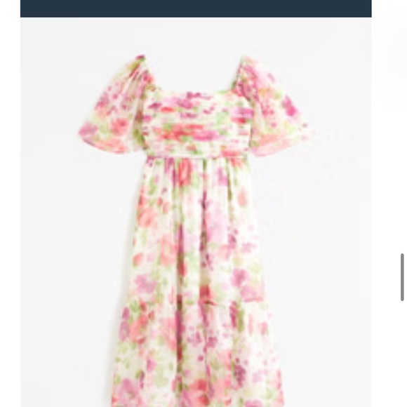 FLORAL The A&F Emerson Angel Sleeve Midi Dress - Picture 4 of 4